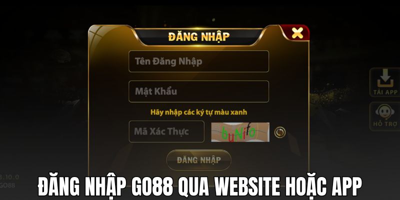 Đăng nhập GO88 qua website hoặc app
